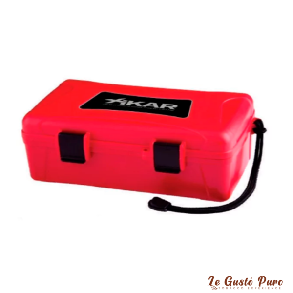 Umidor porta objetos p/10 charutos Xikar plástico vermelho